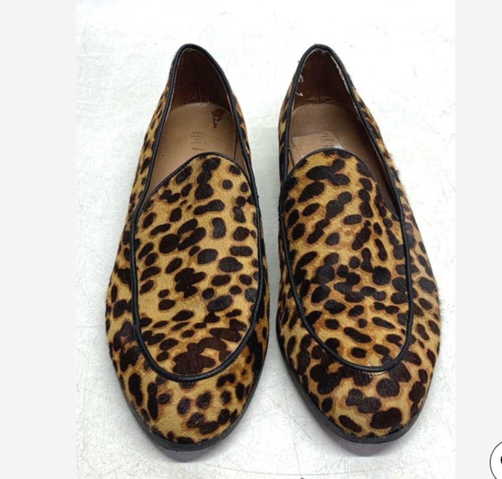 J. Jill Gabrielle Leopard Calf Hair Loafers 8.5 Animal Print Leather Flats